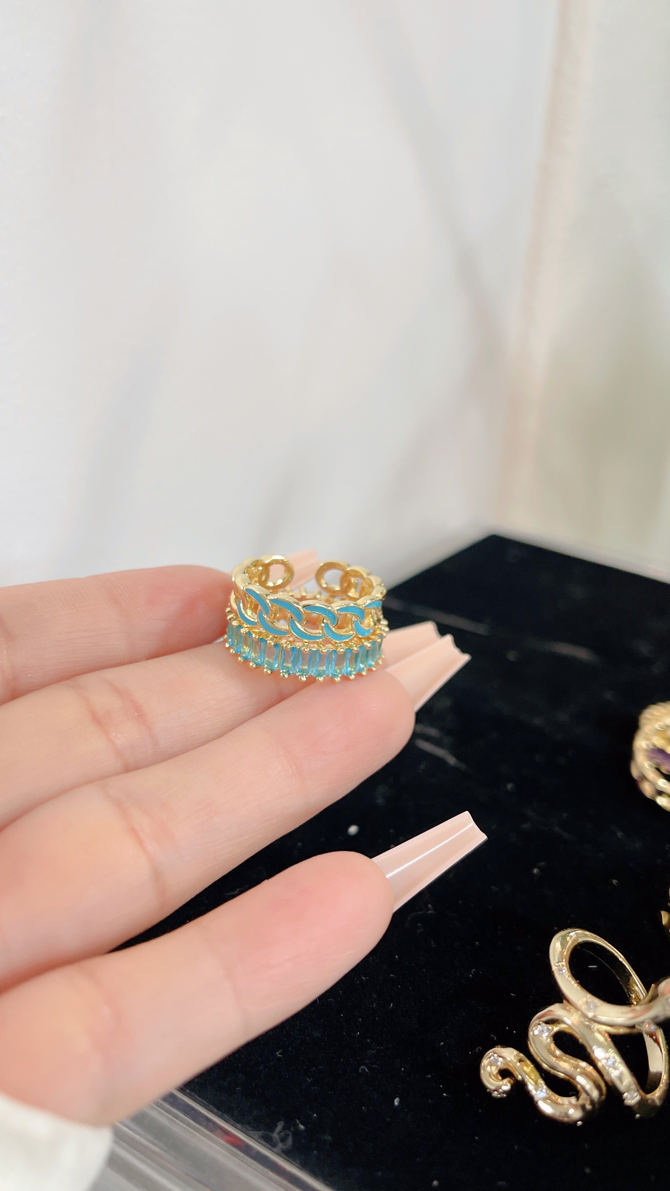 Blue Chain Ring Set