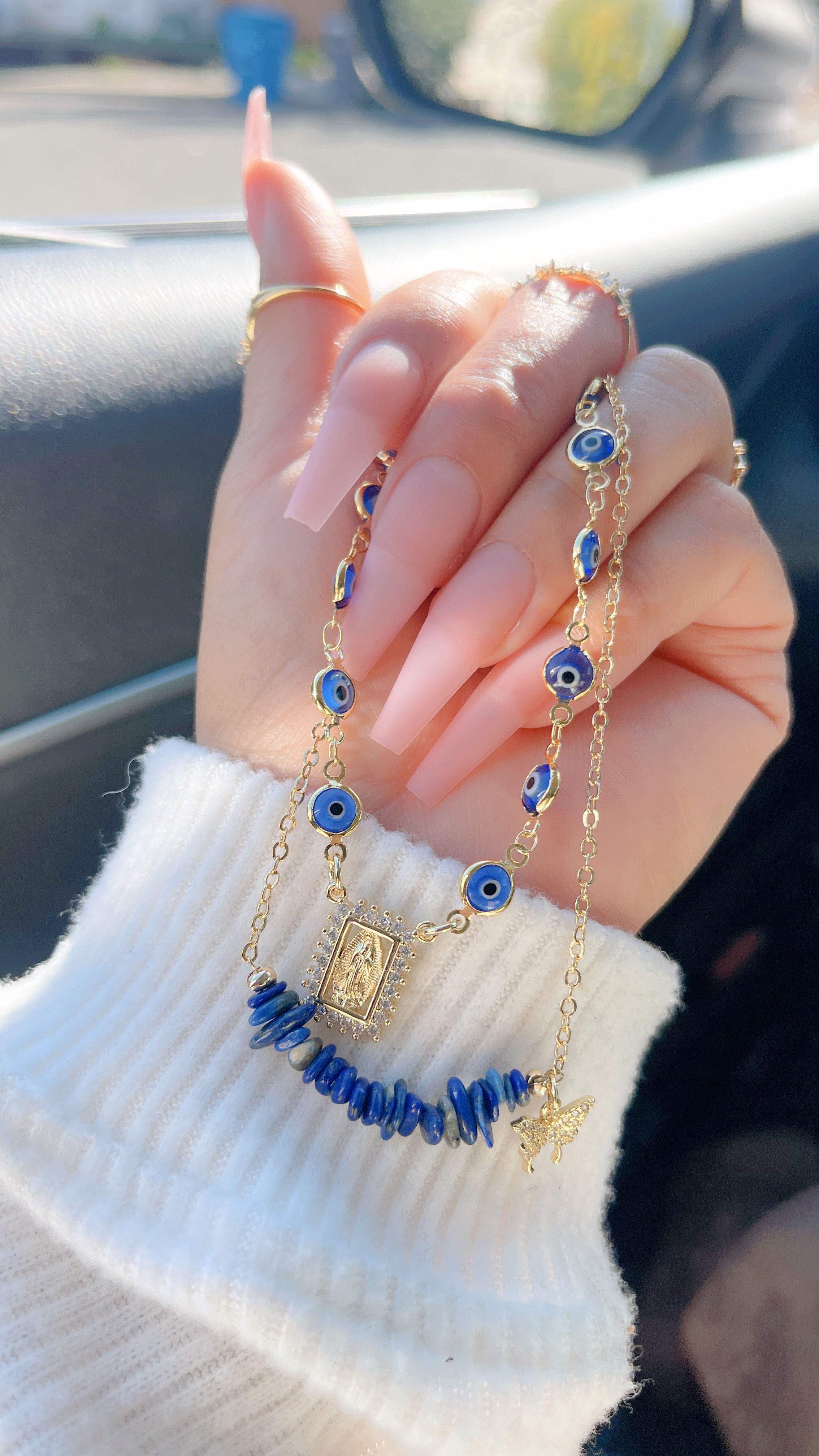 Sodalite Protection Mary Necklace Set