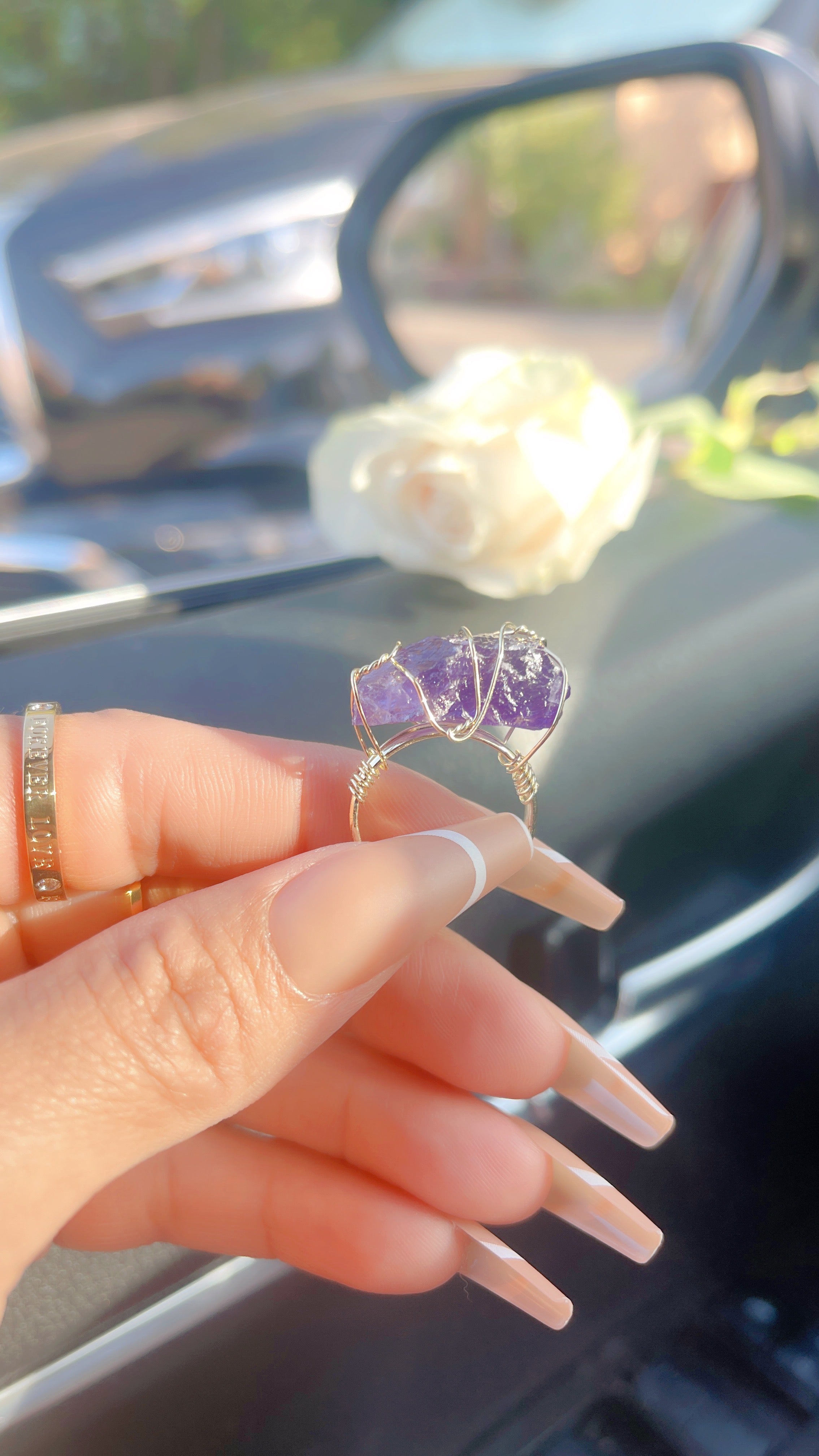 Raw Amethyst Crystal Ring