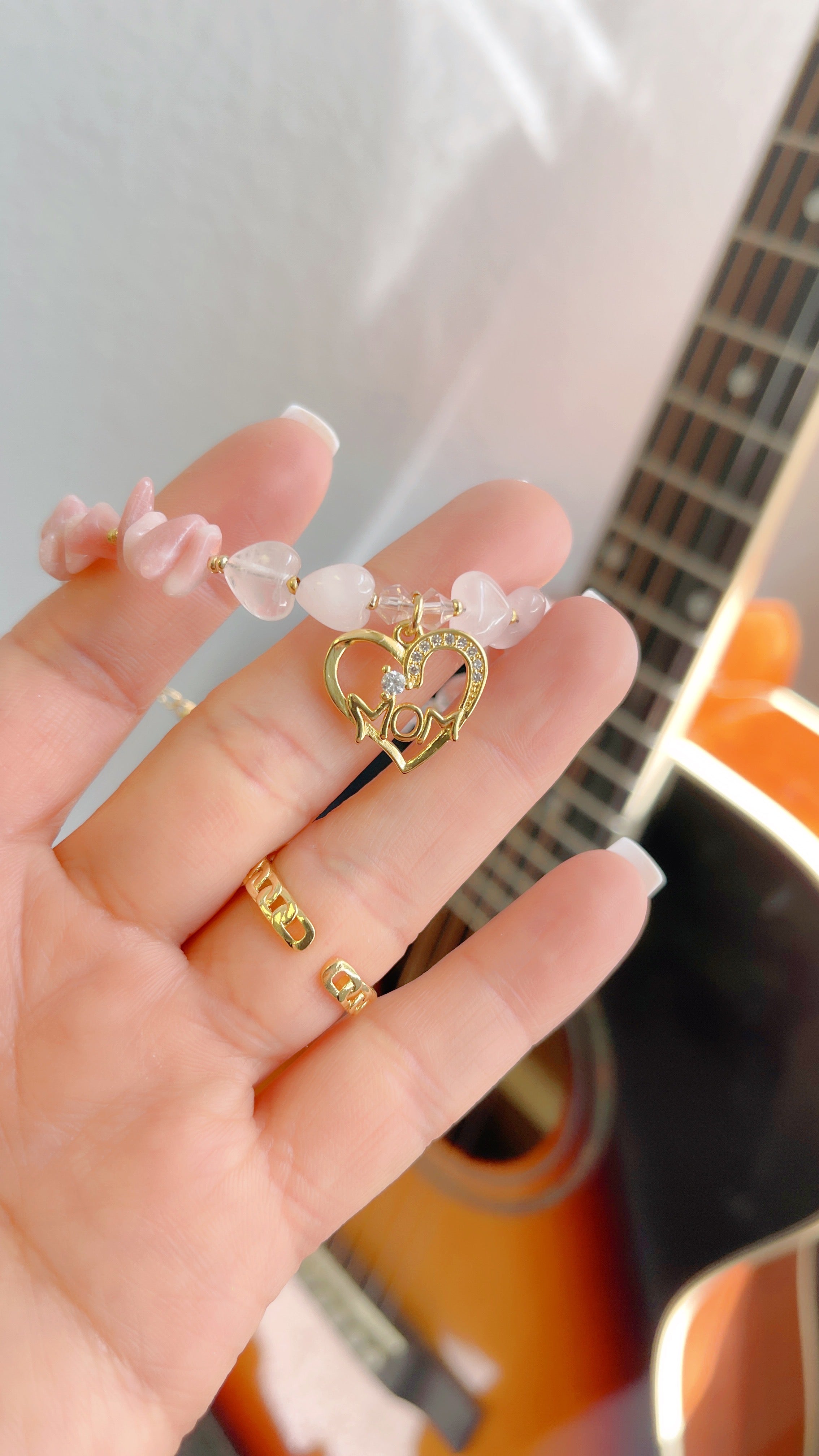 Pulsera de mamá de cuarzo rosa