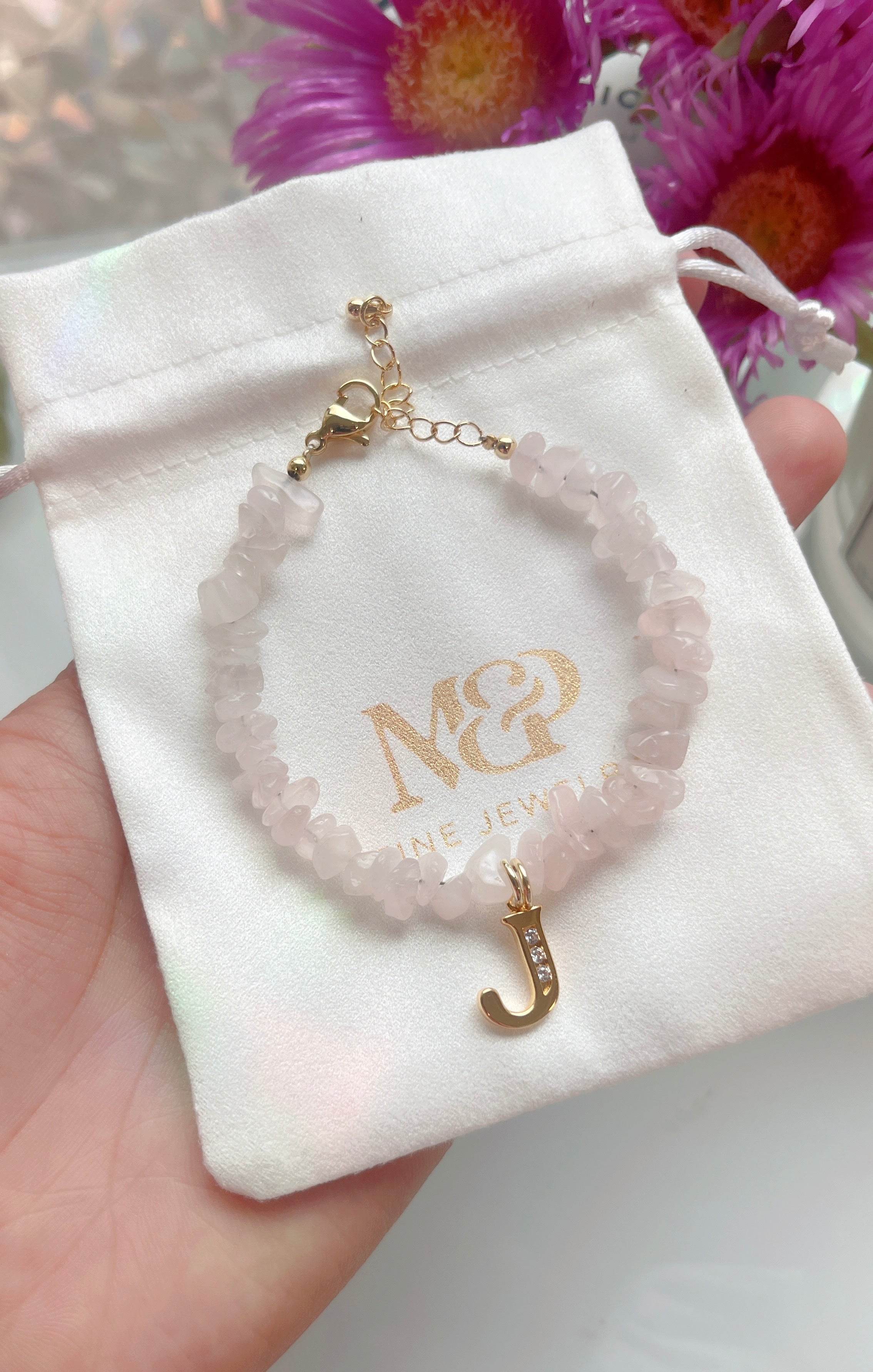 Initial Rose Quartz Classic Bracelet