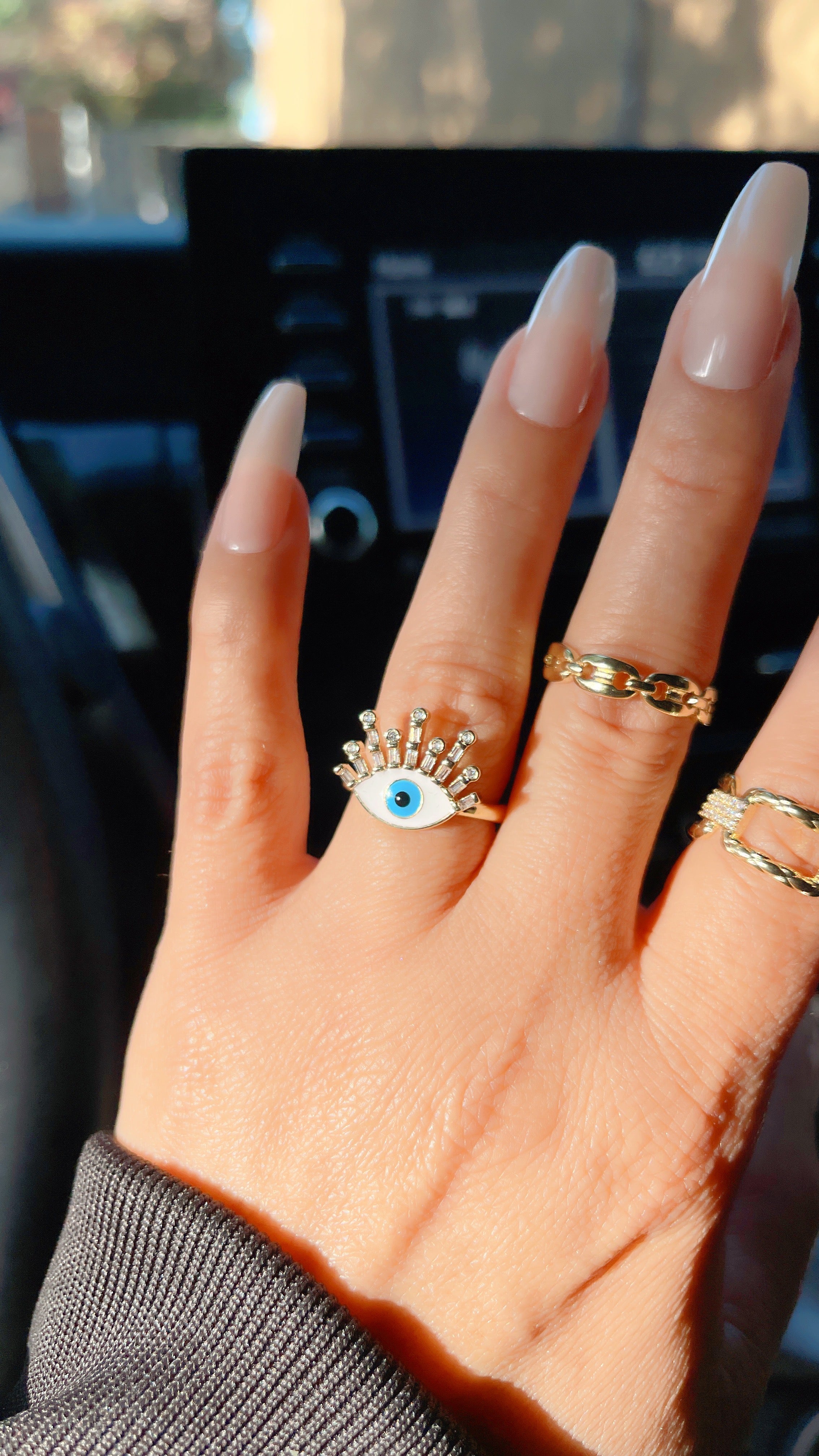 White Evil Eye Ring