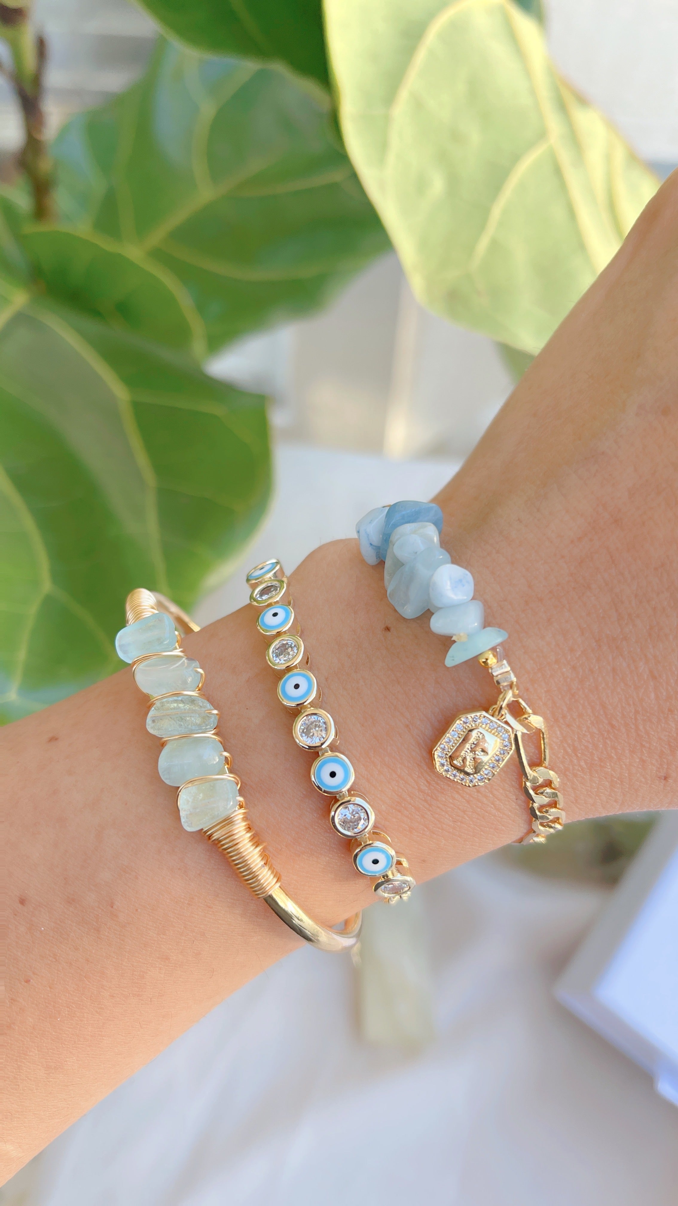 Aquamarine Initial Bracelet