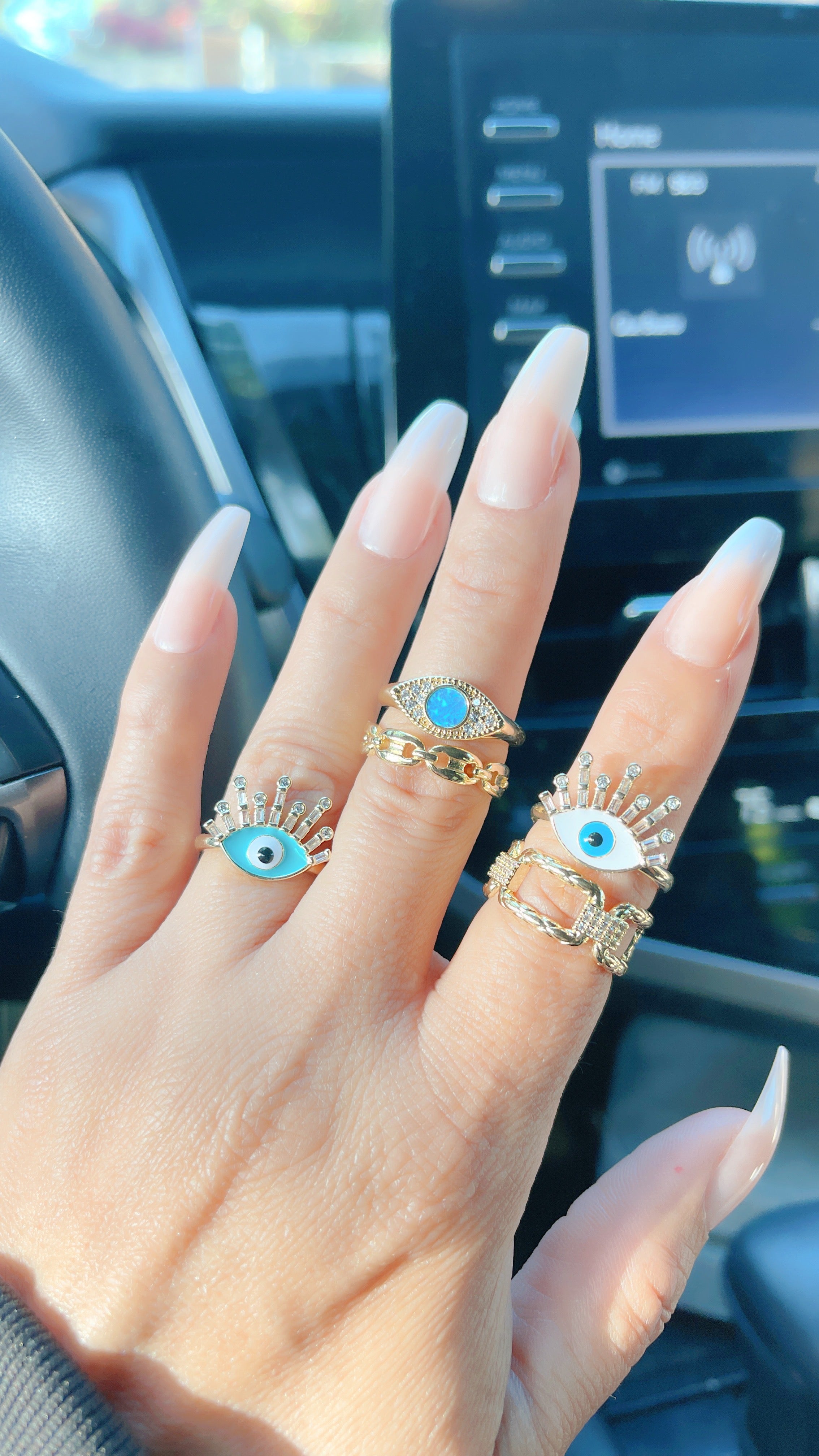 White Evil Eye Ring