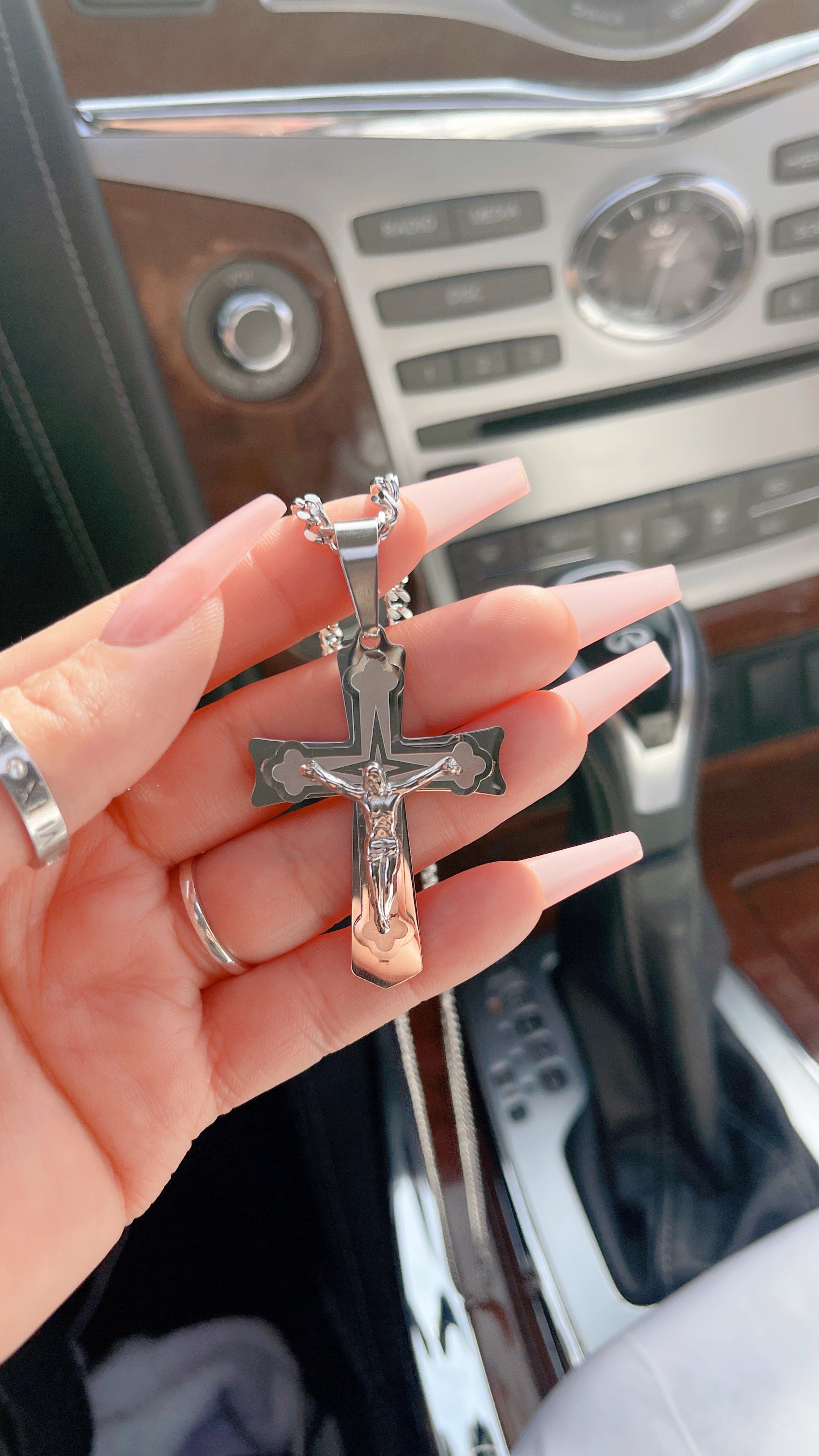 Silver Jesus Cross Necklace