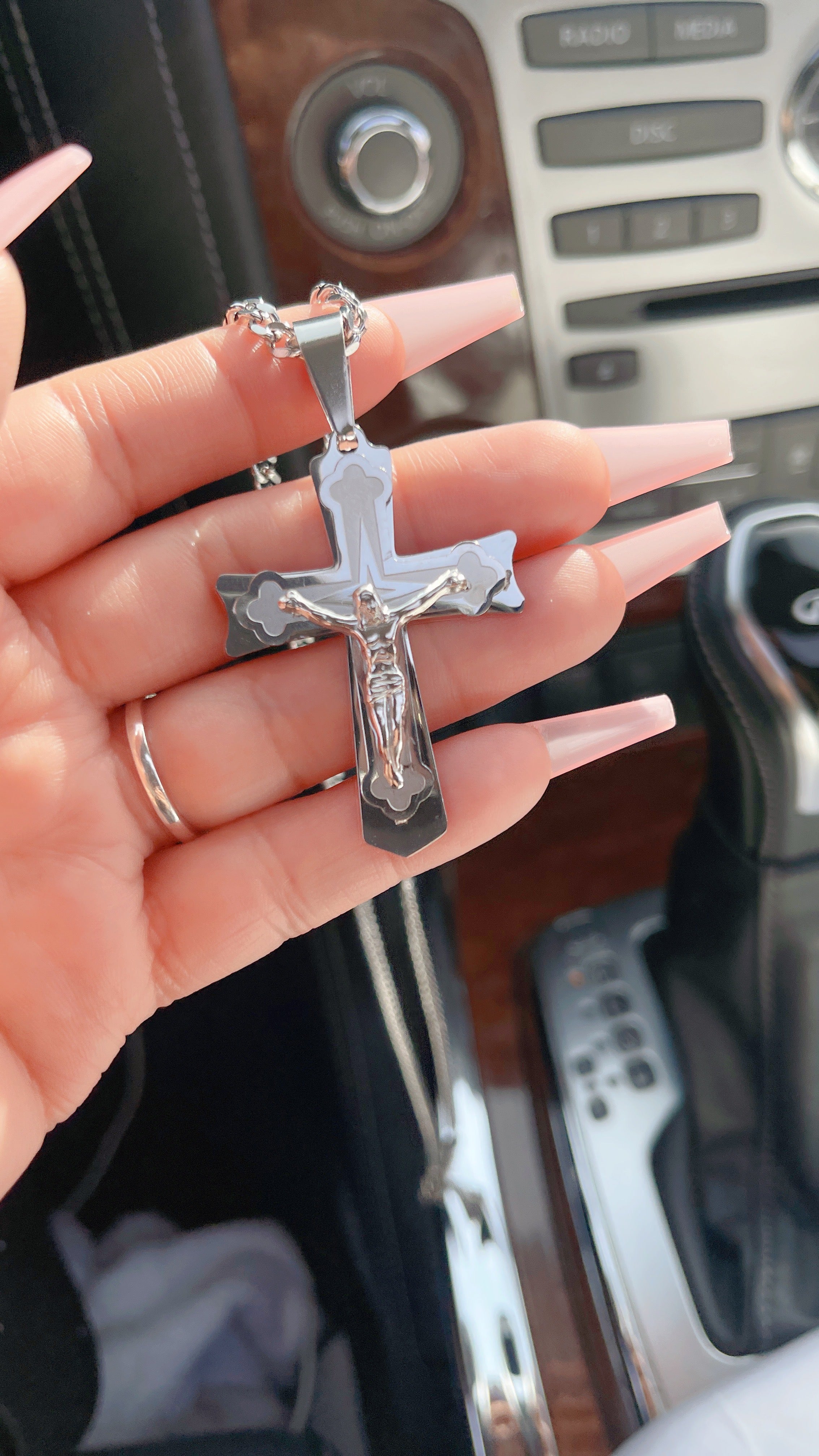 Silver Jesus Cross Necklace