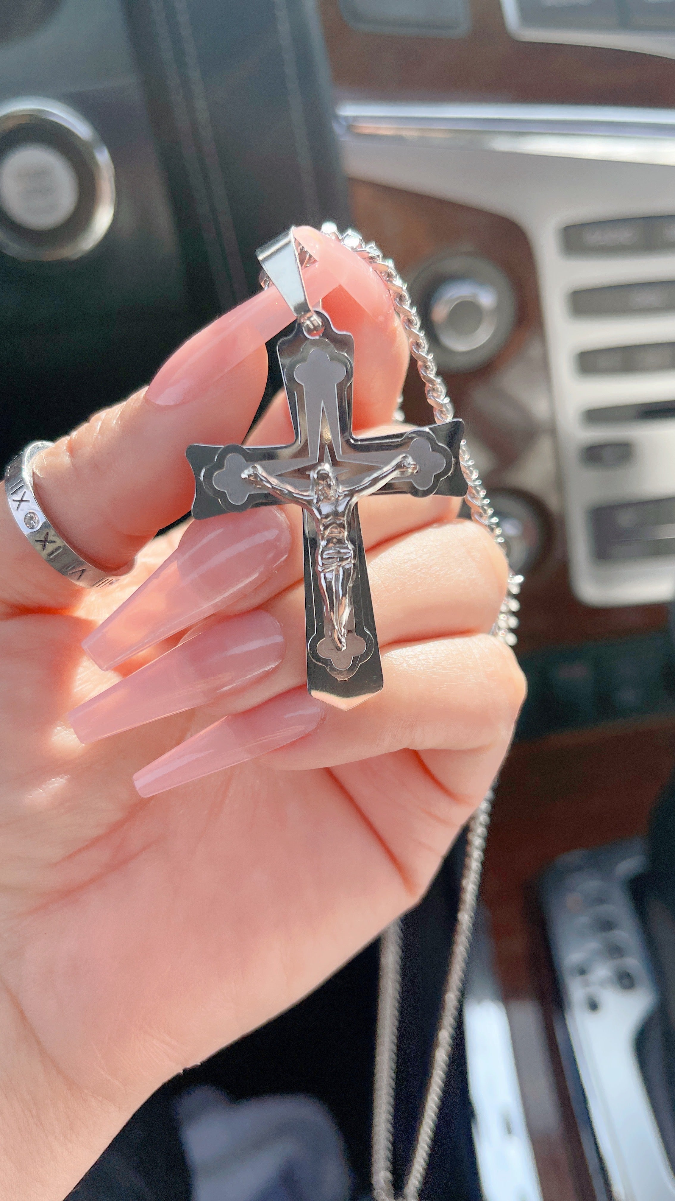 Silver Jesus Cross Necklace