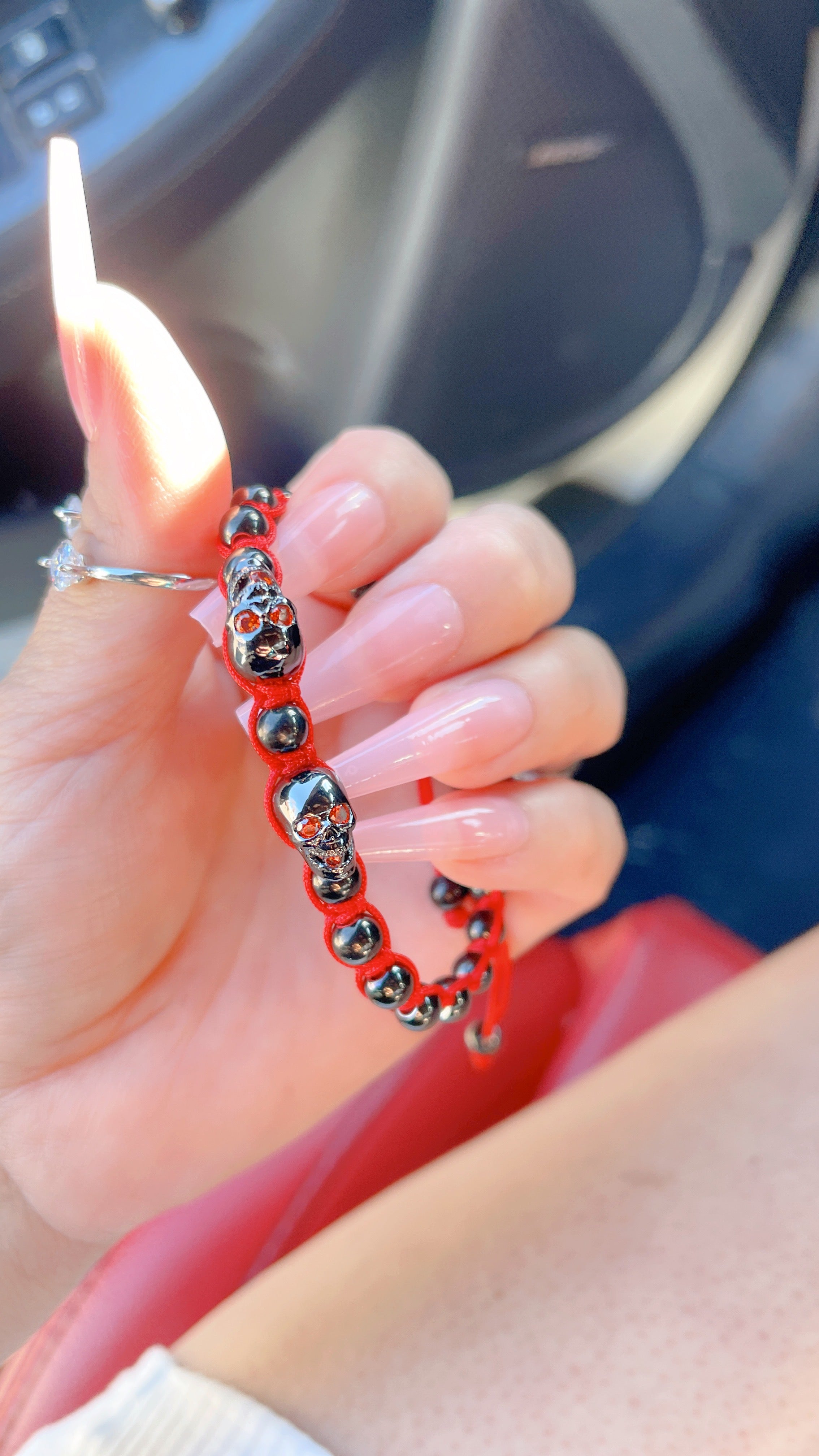 Pulsera Doble Calavera Roja 